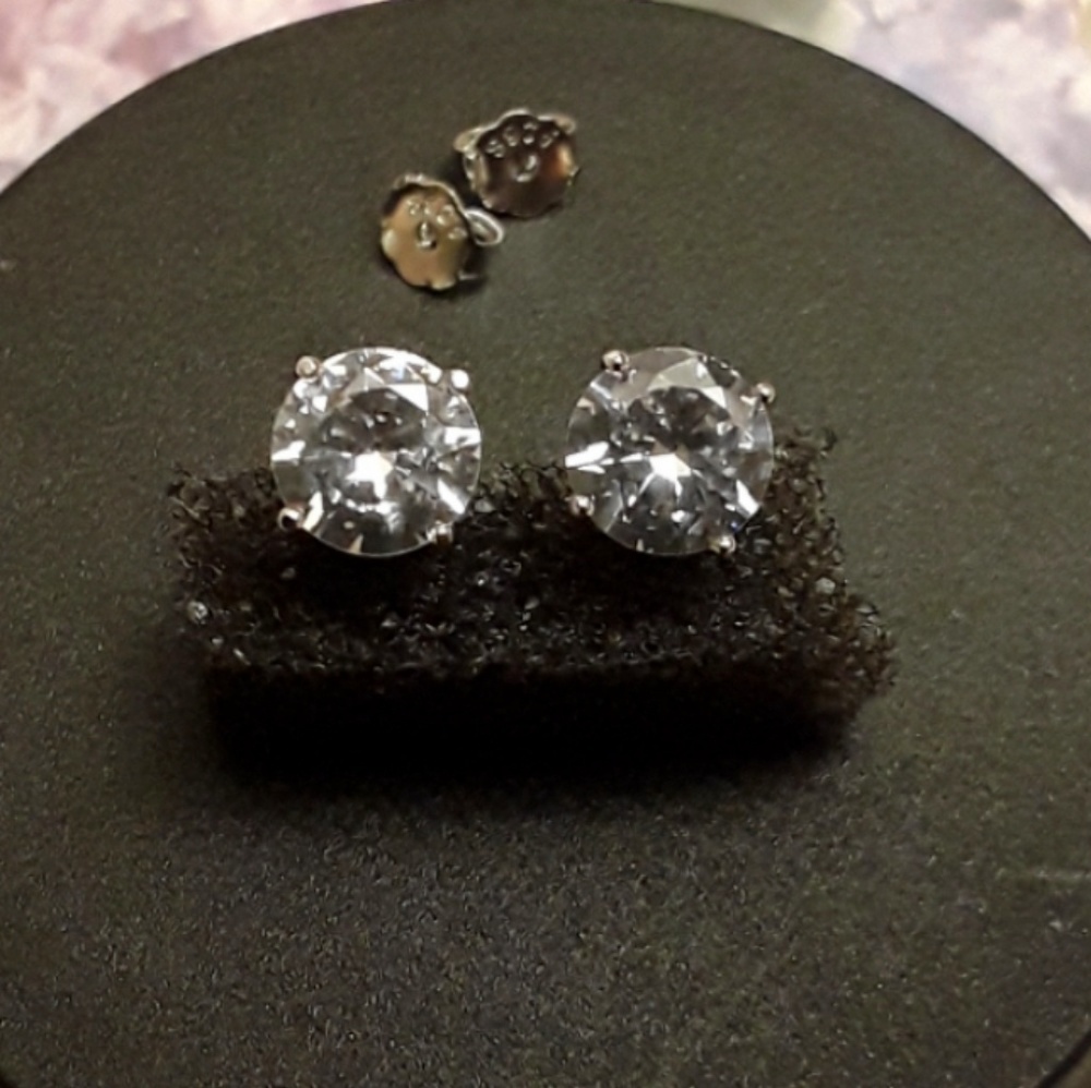 NEW S925 Clear Cubic Zirconia  Crystal  Earrings